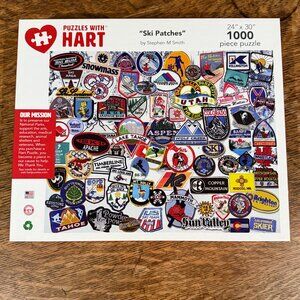 Puzzles with Heart Ski Patches Themed High Quality Jigsaw Puzzle 1000 Piece